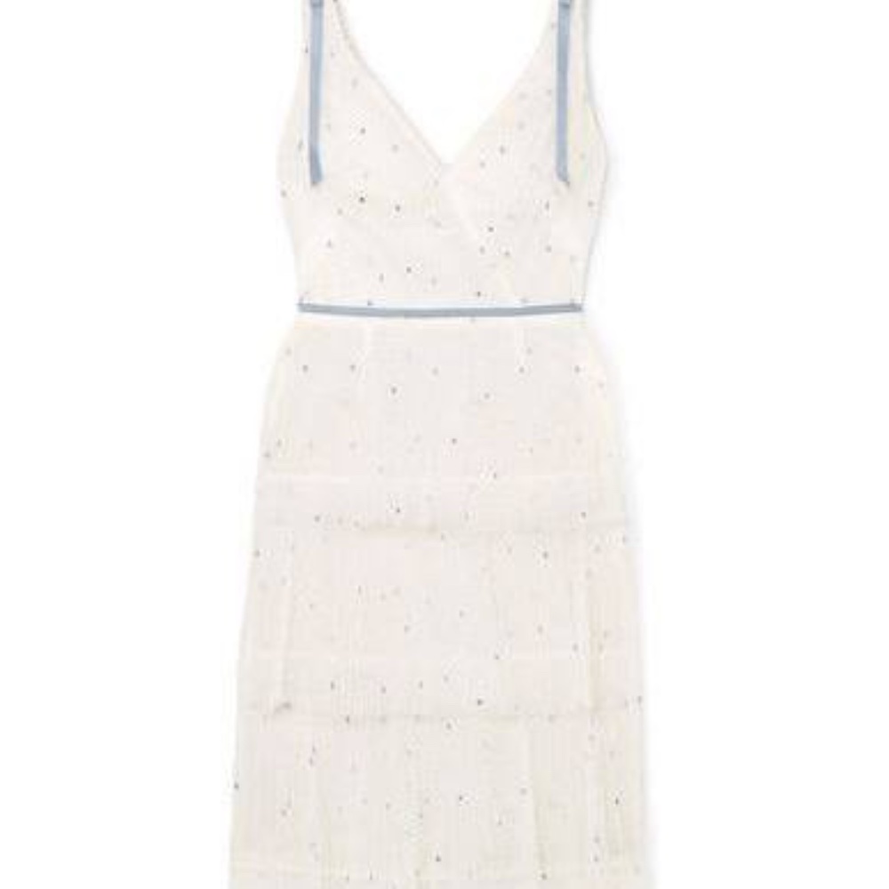 Size 6 Marchesa Notte white tulle midi dress